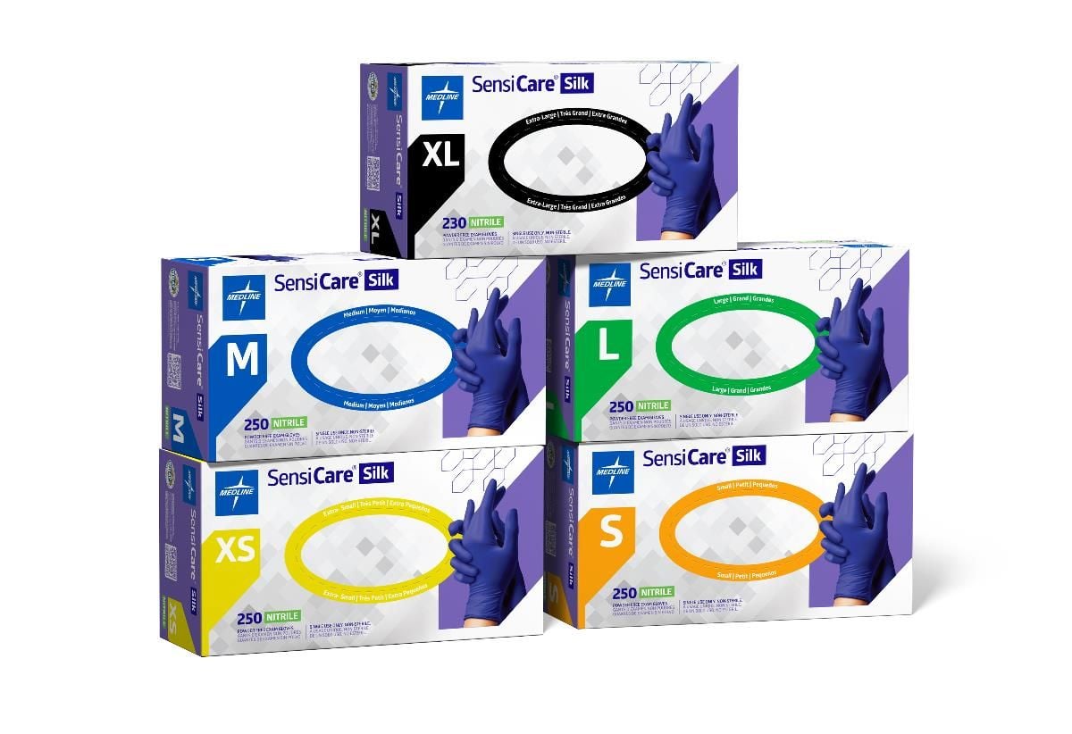 SensiCare Silk Powder-Free Nitrile Exam Gloves with SmartGuard Film, XL